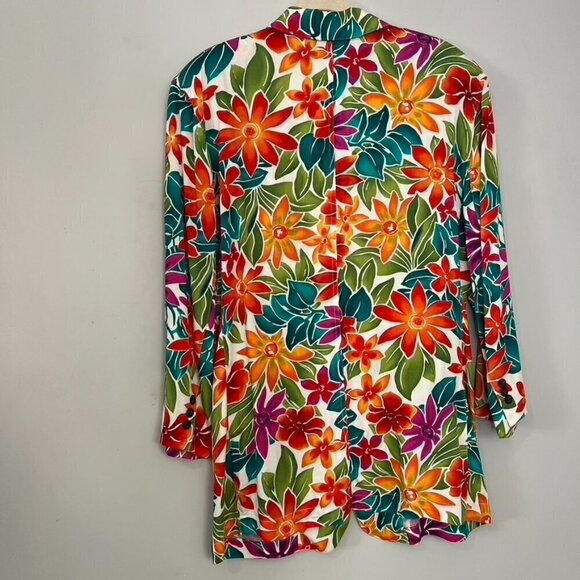 Vintage colorful floral wacky bold blazer boyfriend oversized jacket Bloomcore - Picture 4 of 7